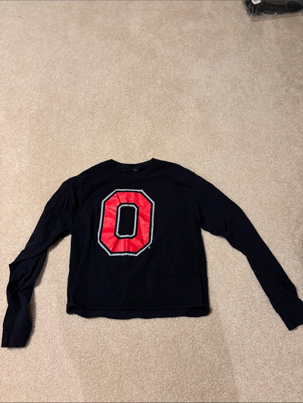 Top of the World Women's Navy Long-Sleeve Tee with Red 'O' Graphic